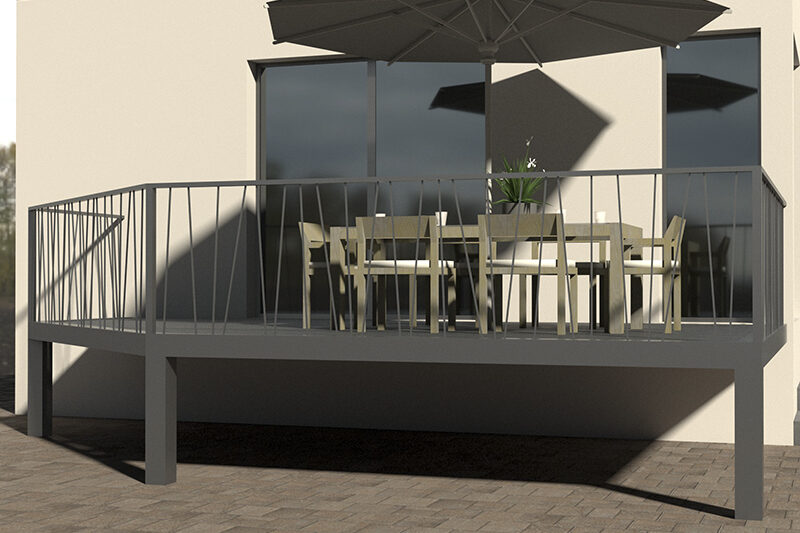 3D terrasse extérieur structure métal